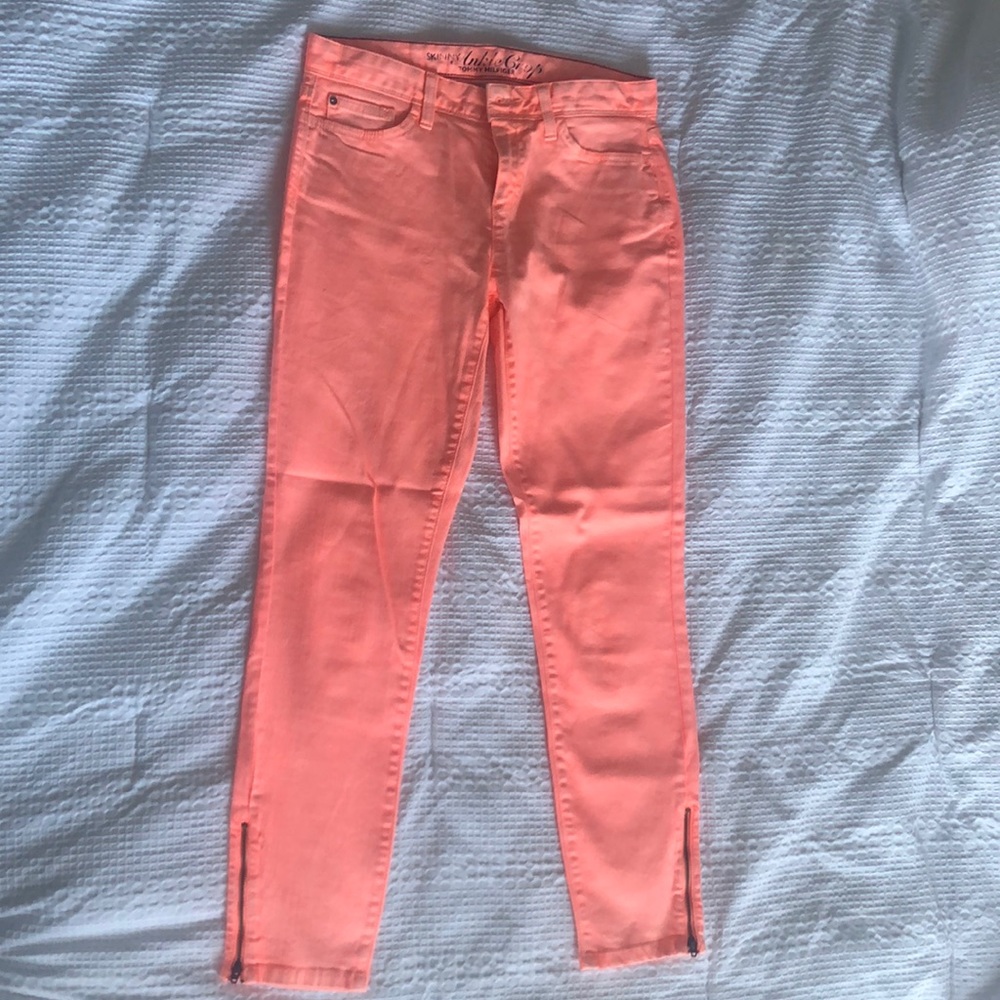 Tommy Hilfiger Neon orange/pink crop skinny jeans SZ 4